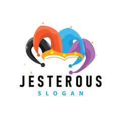 Simple illustration template jester hat logo minimalist joker clown design