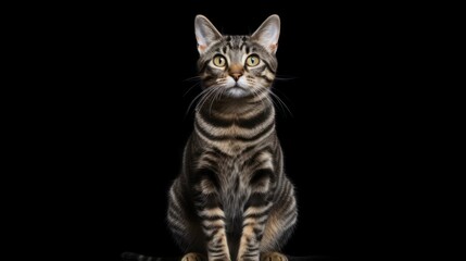 3D Render of a Striped Kitten isolated on black background Generative AI