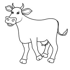 Cute cow drawing vector line art