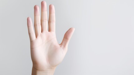 Close up of female hand showing ok sign isolated on grey background. Generative AI