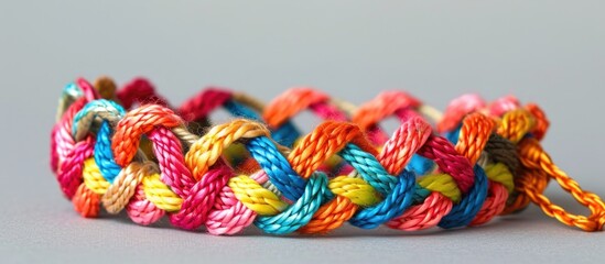 Colorful woven friendship bracelet. - obrazy, fototapety, plakaty