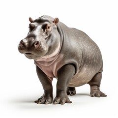 Adorable Hippo Isolated on White Background AI Generated