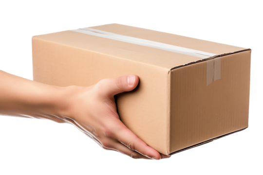 Brown cardboard box with open lid, isolated on white background – packaging, gift, delivery concept