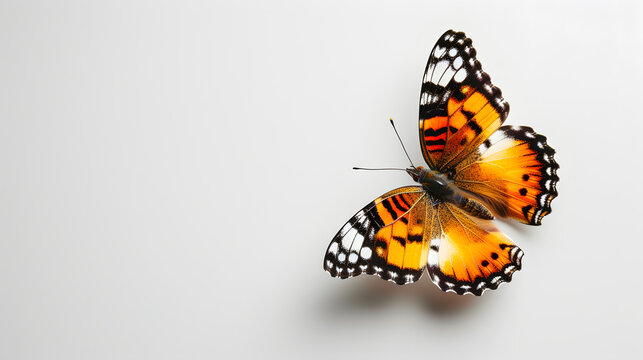 Photo of close up butterfly on white background.