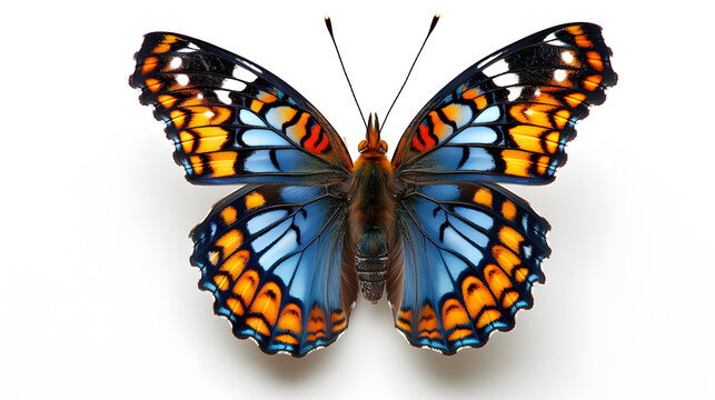 Photo of close up butterfly on white background.