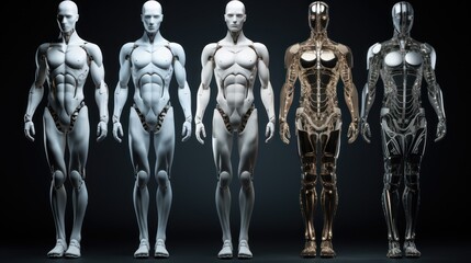 3D render of a male and female anatomy on a dark background Generative AI