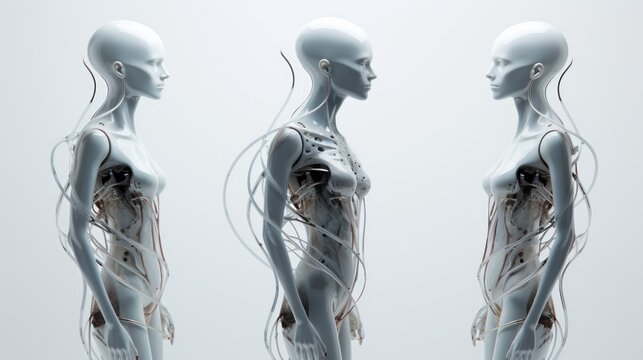 3D rendered Illustration of the female nervous system and internal organs Generative AI