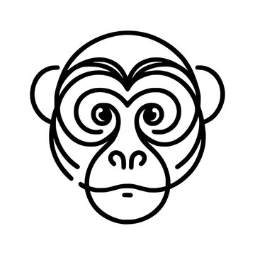 black and cartoon illustration of a monkey head