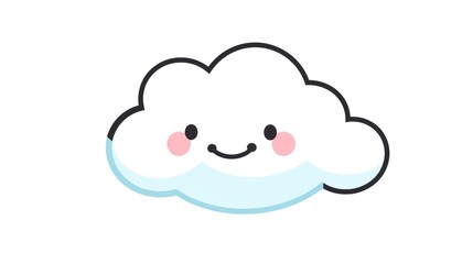 Smiling Cloud in Baby Blue: Fun and Cute Japanese Playful Logo AI Generated