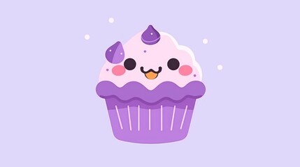 Sweet Cupcake in Lavender: Minimalist Flat Style Logo AI Generated