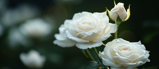 Obraz premium Captivating White Roses: A Defenseless Beauty with Scattered Thorns, My Enduring Love for White Roses