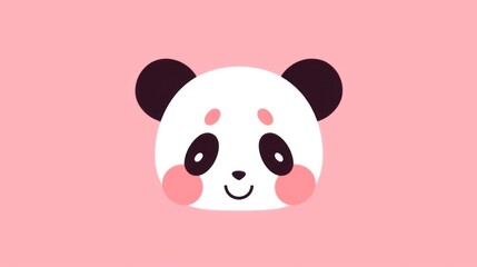 Kawaii Panda Bear Logo in Minimalist Flat Style AI Generated