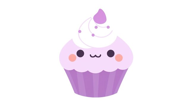 Sweet Cupcake in Lavender: Minimalist Flat Style Logo AI Generated