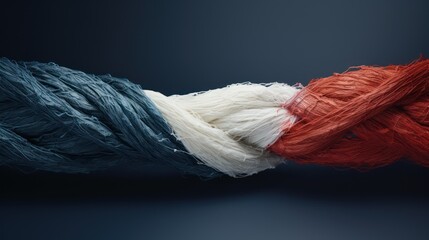 3d rendering of a frayed france flag on a rope Generative AI