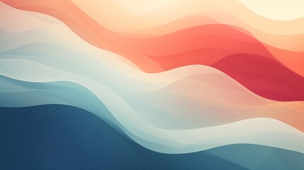 abstract background with smooth wavy lines in orange and blue colors Generative AI