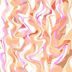 Abstract autumn warm pastel shades, wavy swirl marble texture. Dynamic curved stripes in warm peach-orange-cream fall natural tones