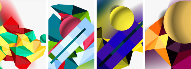 3d sphere and 3d low poly triangle design. Vector illustration For Wallpaper, Banner, Background, Card, Book Illustration, landing page