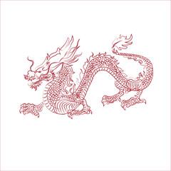 Chinese dragon.Sketch of a traditional Chinese mythical animal.
