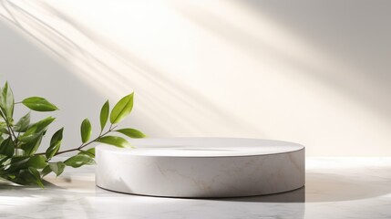 3d render of white marble podium for product presentation in minimal style Generative AI - obrazy, fototapety, plakaty