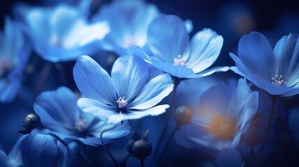 Beautiful blue flowers. Close-up. Floral background. Generative AI