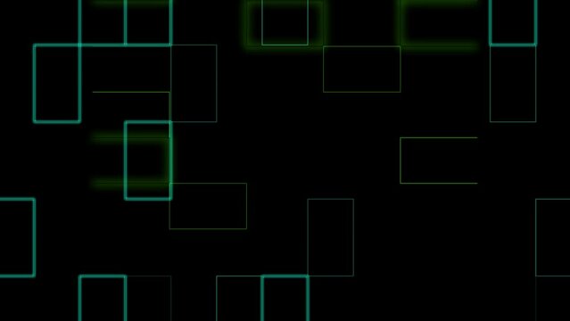 Flying through digital background in cyber space, Royal green line squire technological shape background video