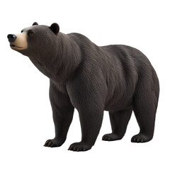 Fototapeta premium A large dark brown bear cartoon on a white backdrop created by AI.