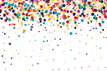 Colorful confetti border frame repeat pattern. Great for a birthday party or an event celebration invitation or decor. Surface pattern design.