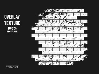 Vector design drawing of a brick wall, black and white background