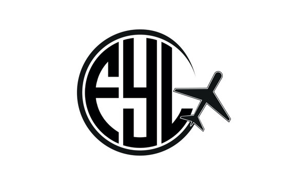 FYL three initial letter circle tour & travel agency logo design vector template. hajj Umrah agency, abstract, wordmark, business, monogram, minimalist, brand, company, flat, tourism agency, tourist