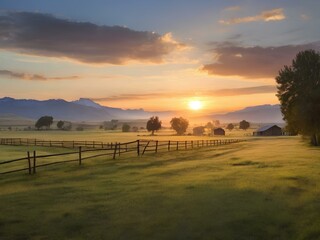 sunset in the countryside, Generative AI