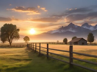 sunset in the mountains, Generative AI