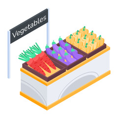 Premium isometric icon of vegetable counter 
