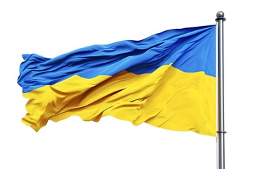 Vibrant ukrainian flag waving in the breeze against a clear sky. symbol of national pride and independence. AI