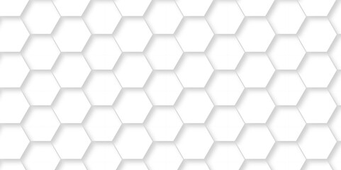 Abstract 3d background with hexagons pattern with hexagonal white and gray technology line paper background. Hexagonal vector grid tile and mosaic structure mess cell. white and gray hexagon.