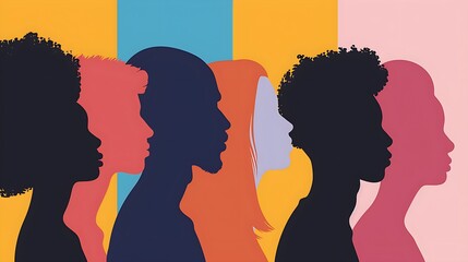 Multi-Cultural Silhouettes multiple colors, Diverse, Diversity, Tolerance