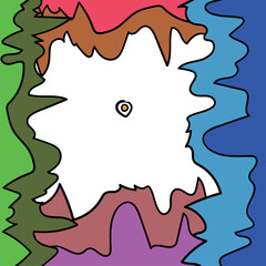 Wavy double frame on all sides and little eye