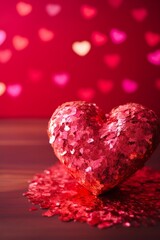 Sparkling Red Heart with Bokeh Background for Valentine's Day