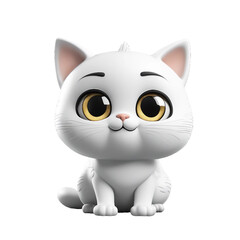Cute tiny cat animation on a white backdrop created by AI.