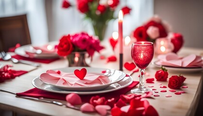 Obraz na płótnie Canvas table decorated for Valentine's Day romance 