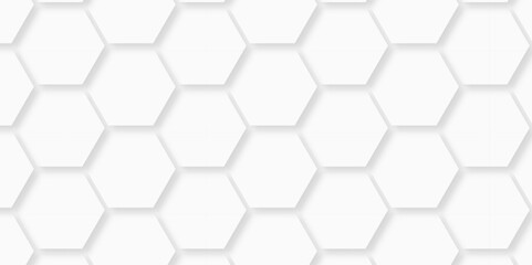 Abstract 3d background with hexagons pattern with hexagonal white and gray technology line paper background. Hexagonal vector grid tile and mosaic structure mess cell. white and gray hexagon.