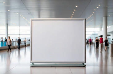 blank billboard mockup in airport