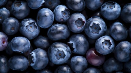 Extreme Closeup of Blueberries: Highly Detailed Minimal Style Overhead View AI Generated