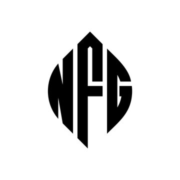 NFG circle letter logo design with circle and ellipse shape. NFG ellipse letters with typographic style. The three initials form a circle logo. NFG circle emblem abstract monogram letter mark vector.