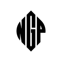 NGP circle letter logo design with circle and ellipse shape. NGP ellipse letters with typographic style. The three initials form a circle logo. NGP circle emblem abstract monogram letter mark vector.