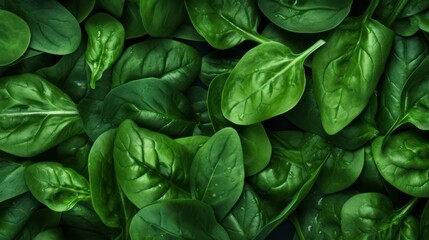 Fototapeta na wymiar Extreme Closeup of Spinach: Highly Detailed Minimal Style Overhead View AI Generated