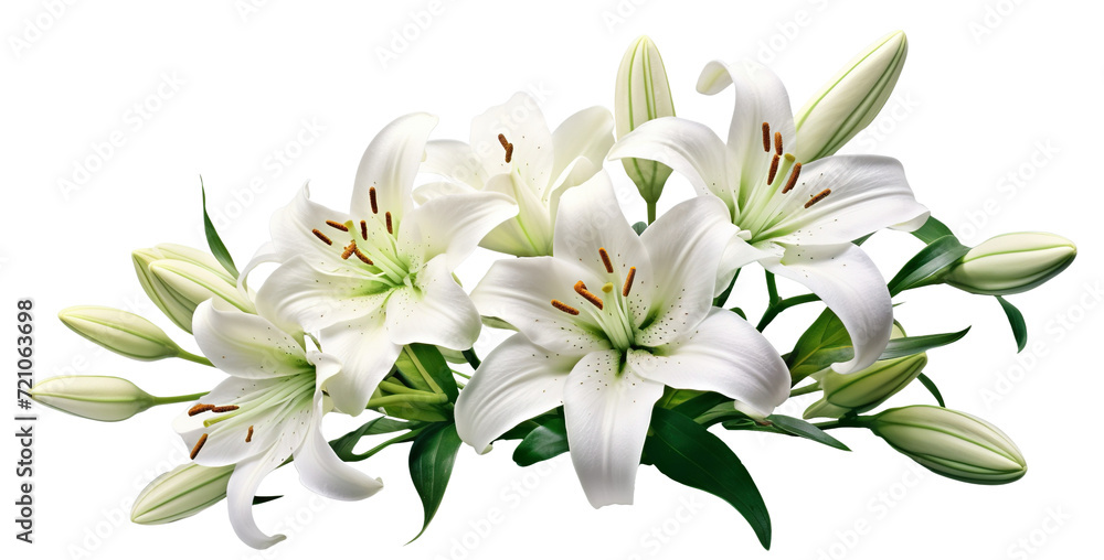 Wall mural elegant blooming lilies with buds, cut out - Wall murals