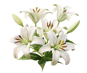 Fototapeta na wymiar Elegant blooming lilies with buds, cut out