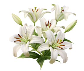 Elegant blooming lilies with buds, cut out