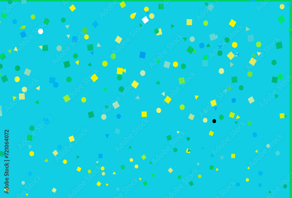 Poster light blue, yellow vector texture in poly style with circles, cubes.
