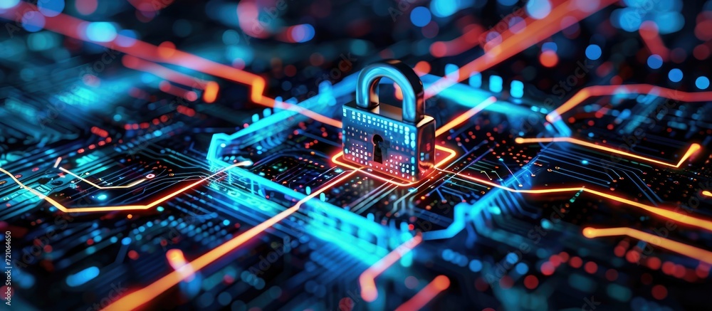 Poster protecting user's personal data and ensuring safe internet access with cyber security measures.